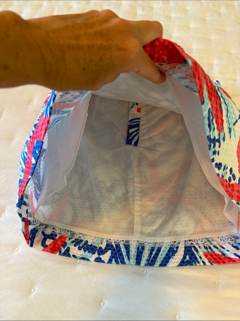 Lilly Pulitzer Coral, Blue & White Printed Mini Skirt - Picture 4 of 6